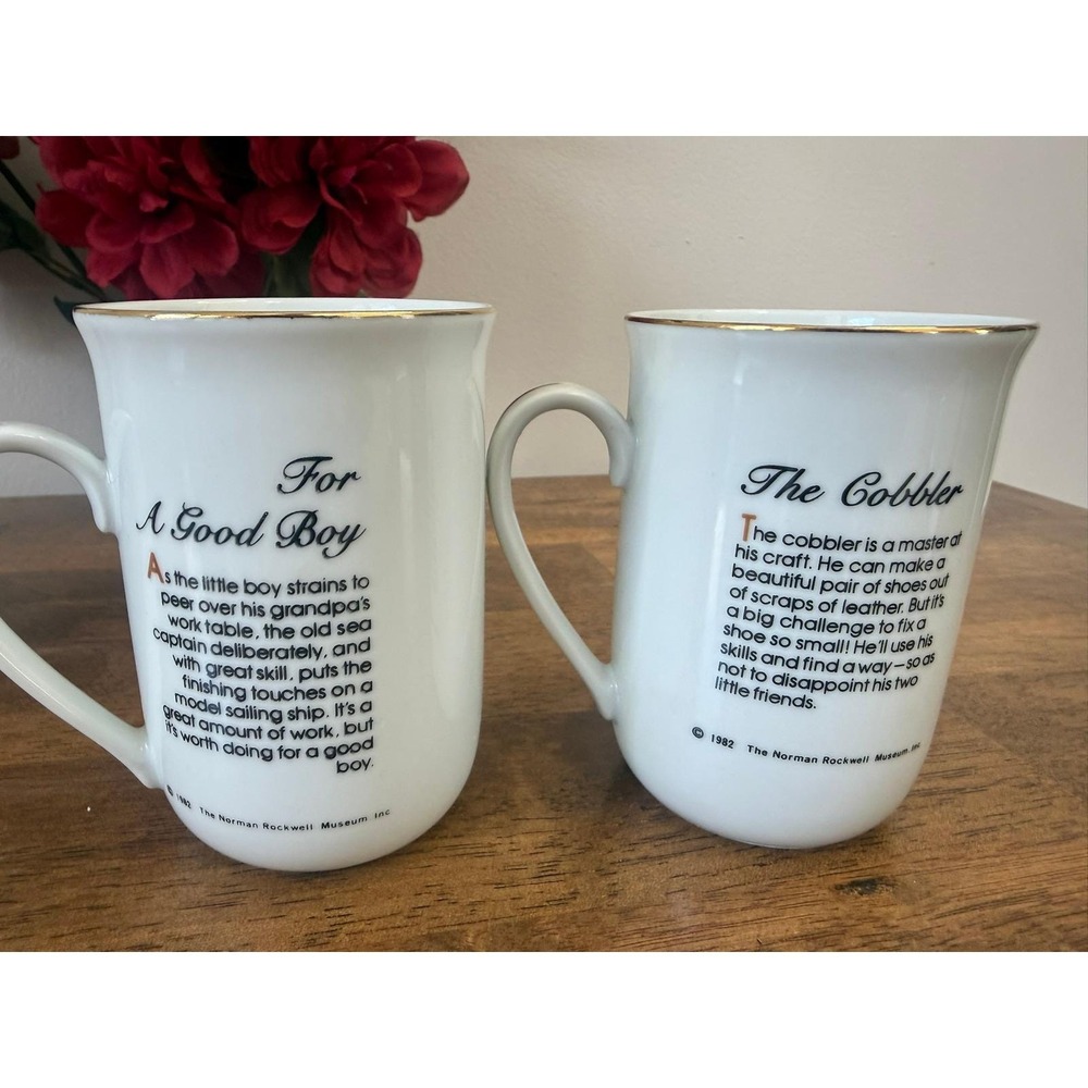 Norman Rockwell Collector Porcelain Mug‎ Set Vintage 1982 Rockwell Museum Boxed - Picture 9 of 14